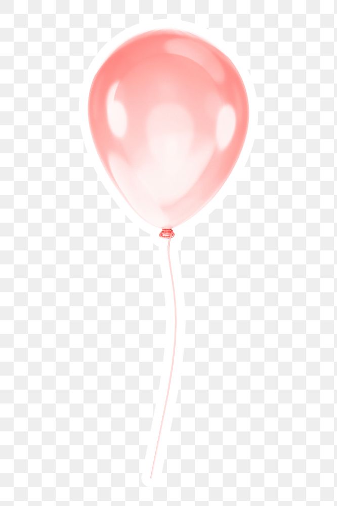 Pink balloon   png sticker, transparent background