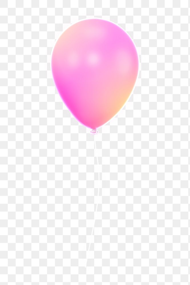 Pink balloon icon  png sticker, 3D neon glow, transparent background