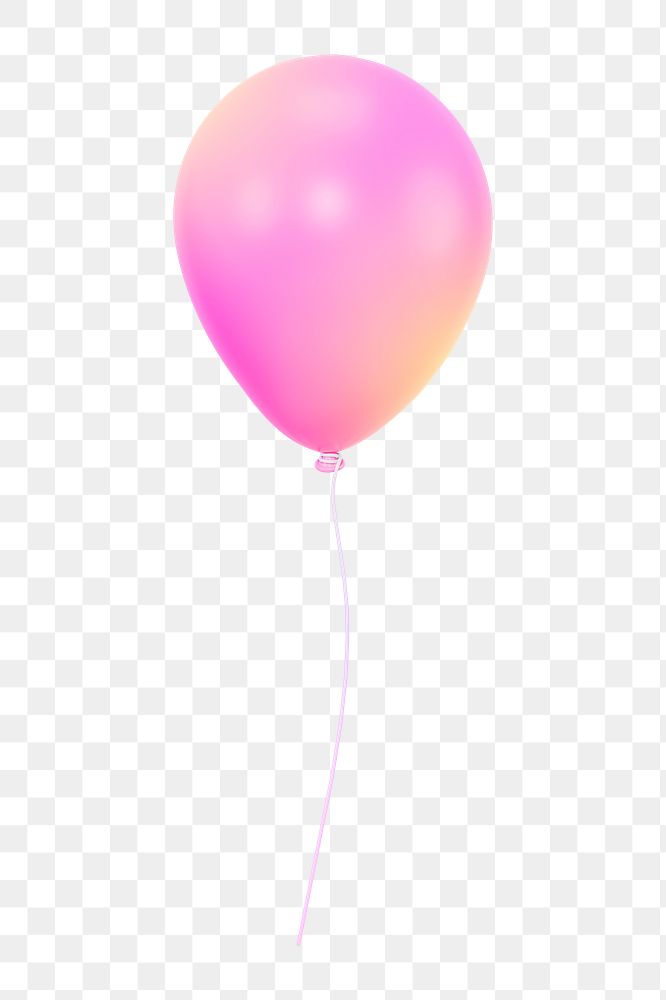 Pink balloon icon  png sticker, 3D gradient design, transparent background