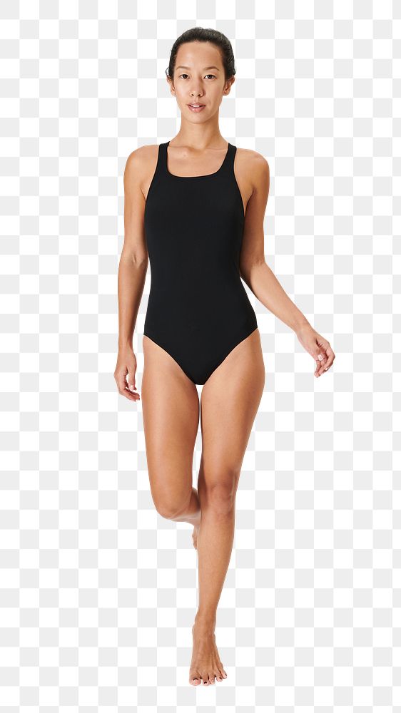 Woman in black swimsuit png mockup
