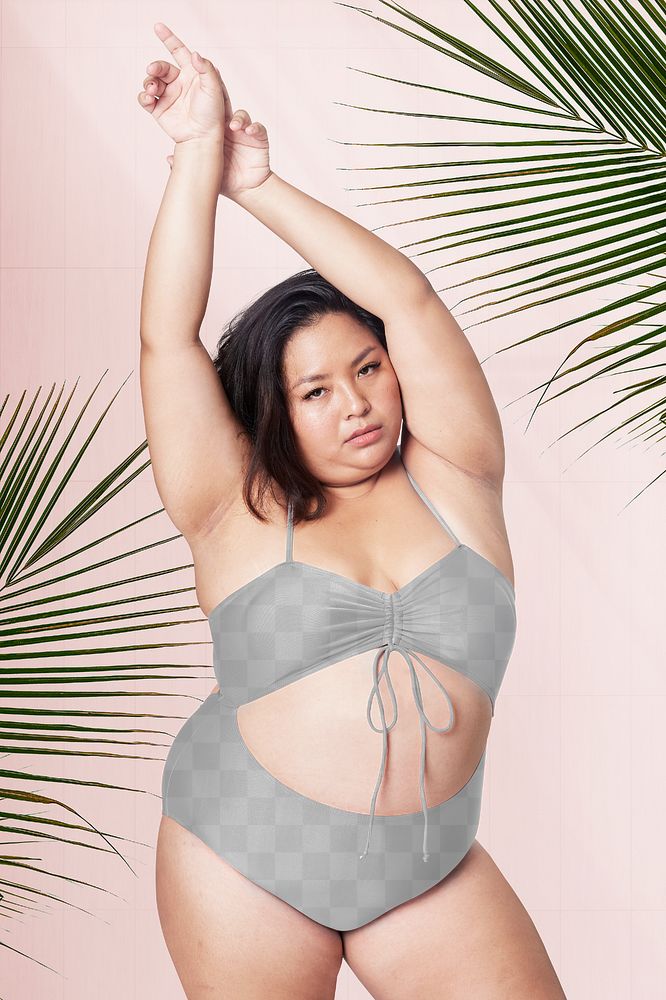 Women's png swimsuit plus size apparel fashion mockup