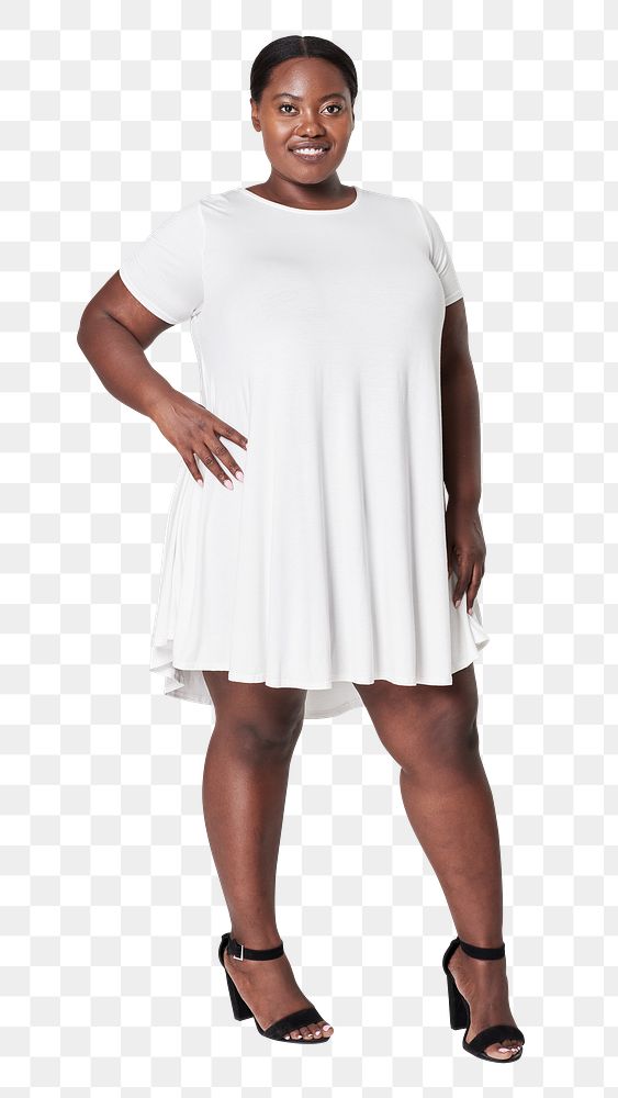 Size inclusive white dress apparel mockup png women's fashion