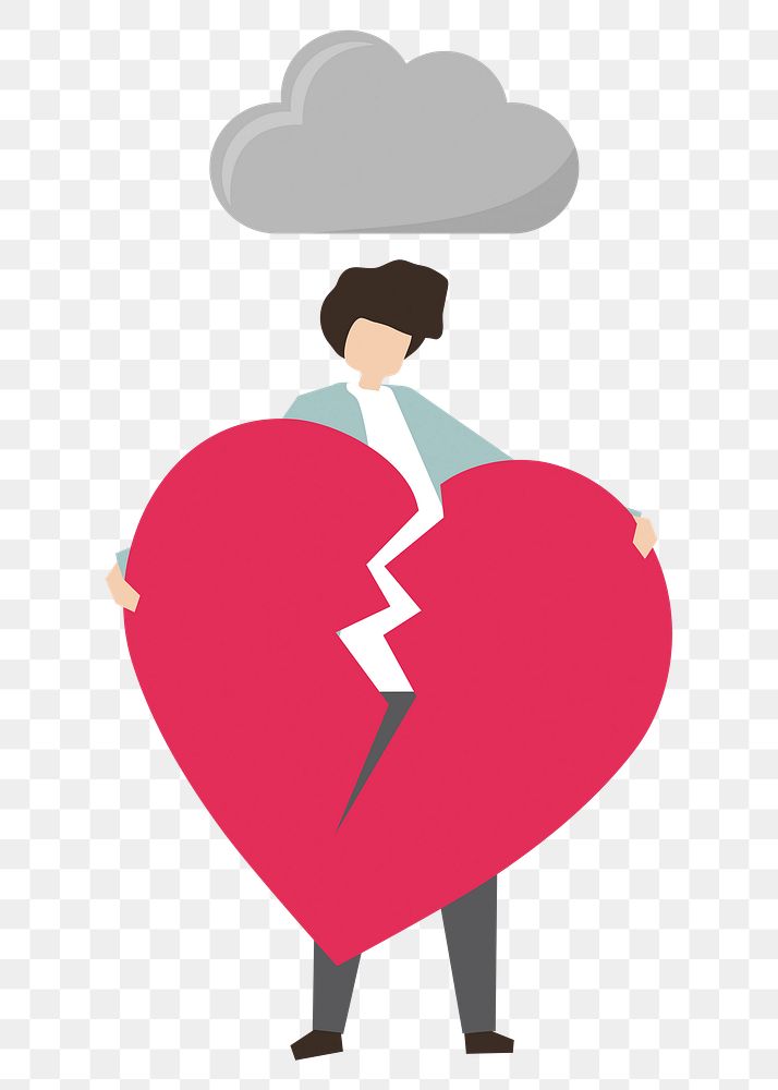 Heartbroken png sticker, single, transparent background