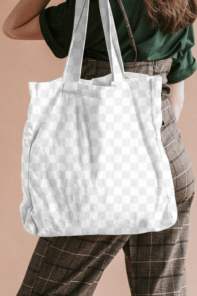 Tote bag png mockup, women's fashion, transparent design