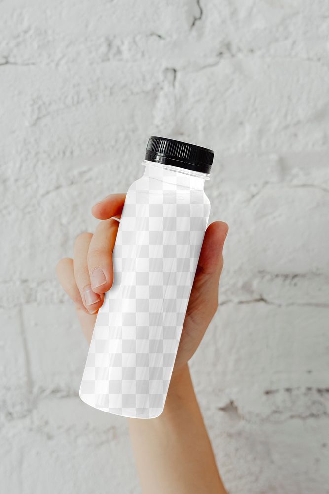 Juice bottle mockup, png transparent