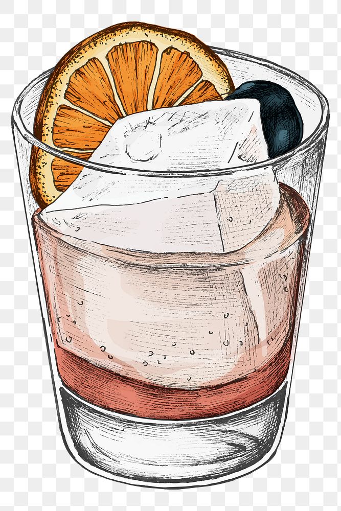 Mixed drink png sticker, drawing design, transparent background