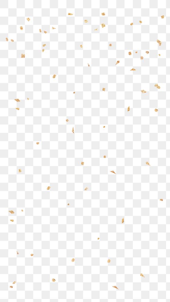 Gold confetti png background, aesthetic design, transparent background
