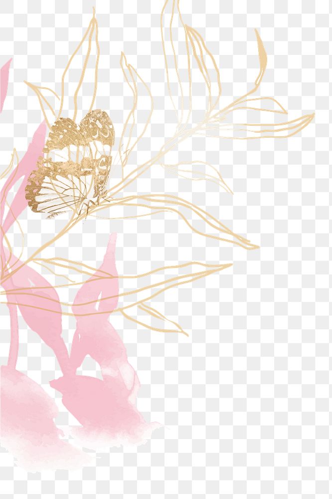 Pink watercolor png leaf sticker, transparent background