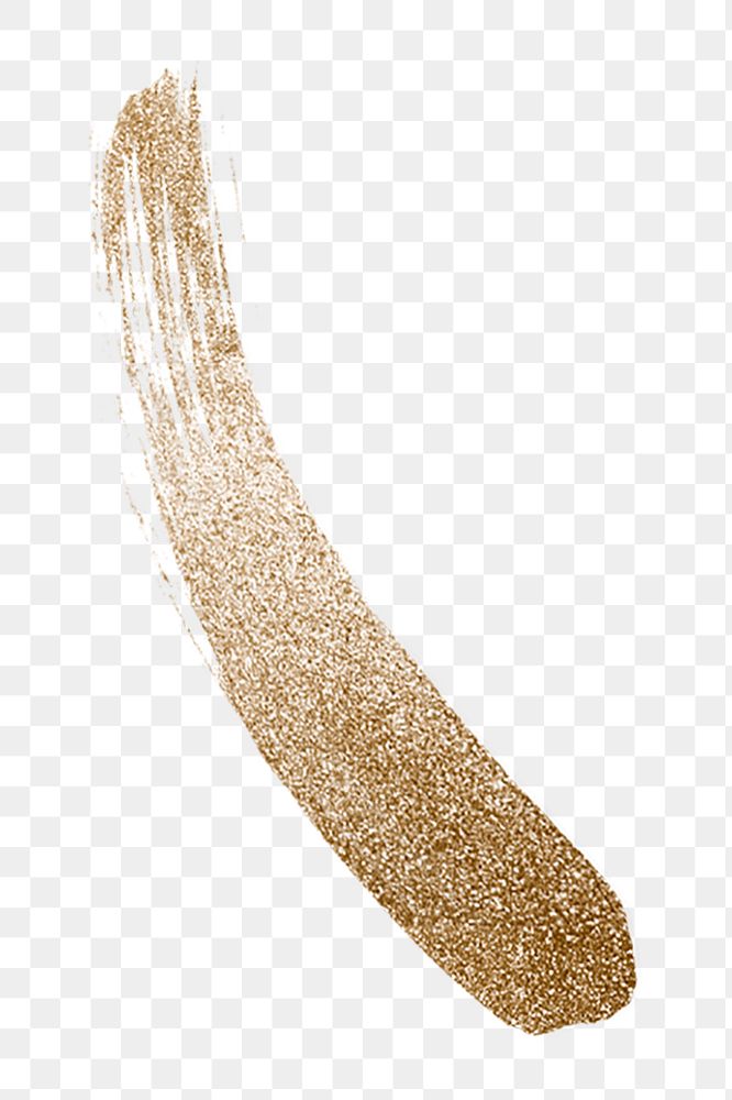 Gold glitter png brush stroke, transparent background