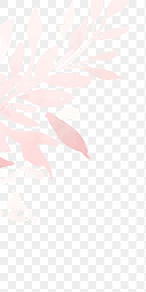 Pink leaves png border sticker, transparent background