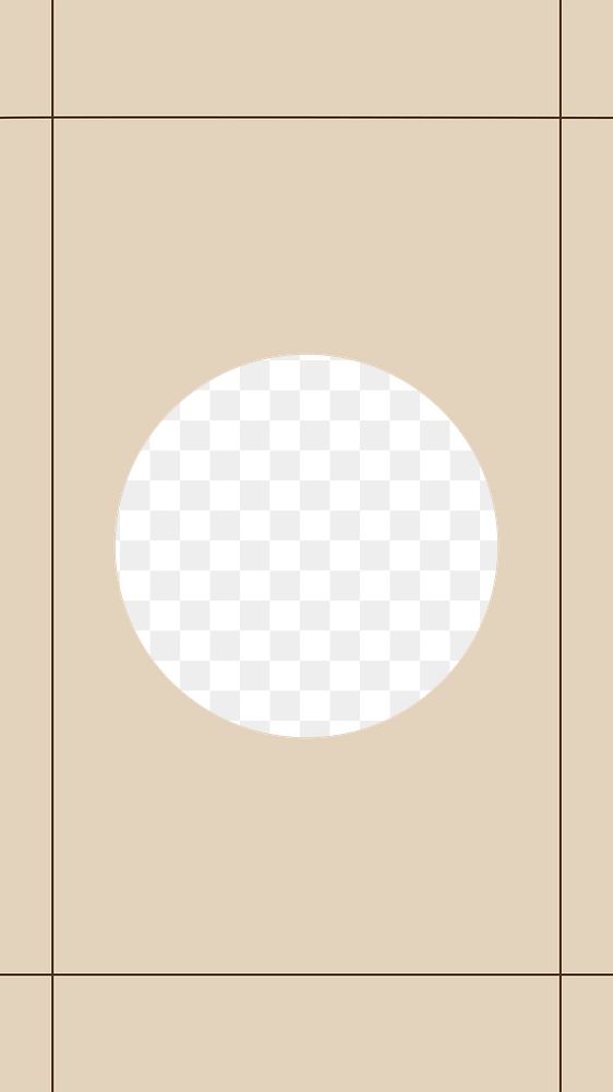 Round frame png sticker, transparent design, beige background