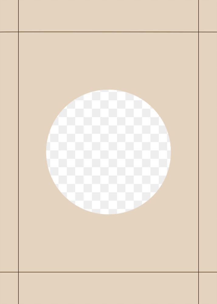 Round frame png, transparent design, beige background