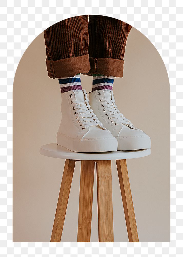 White sneakers png sticker, street fashion, transparent background