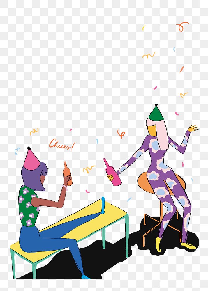 Party girls png sticker, colorful illustration, transparent background
