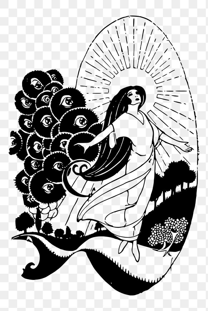 Surreal woman png sticker illustration, transparent background.