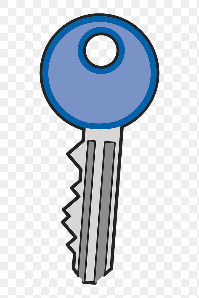 Blue key png sticker illustration, transparent background. Free public domain CC0 image.