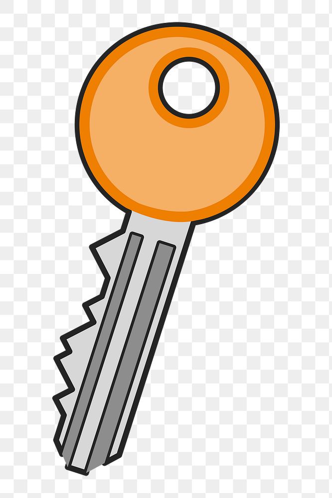 Orange key png sticker illustration, transparent background. Free public domain CC0 image.