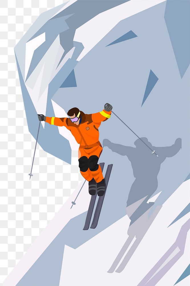 Man skiing png sticker illustration, transparent background. Free public domain CC0 image.