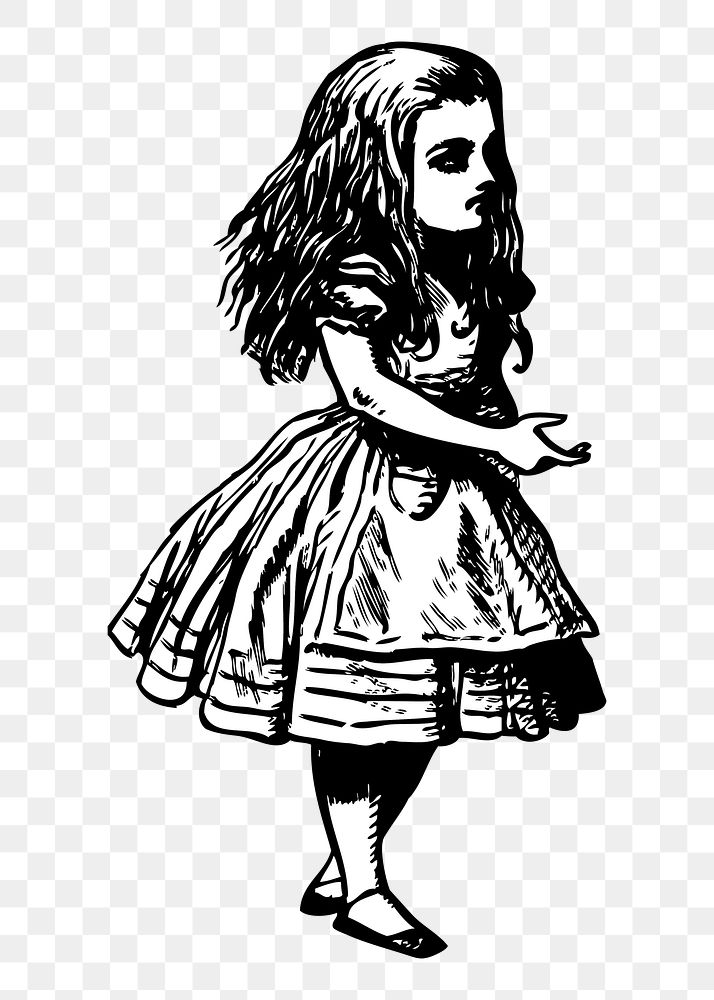 Alice in wonderland png illustration, transparent background. Free public domain CC0 image.