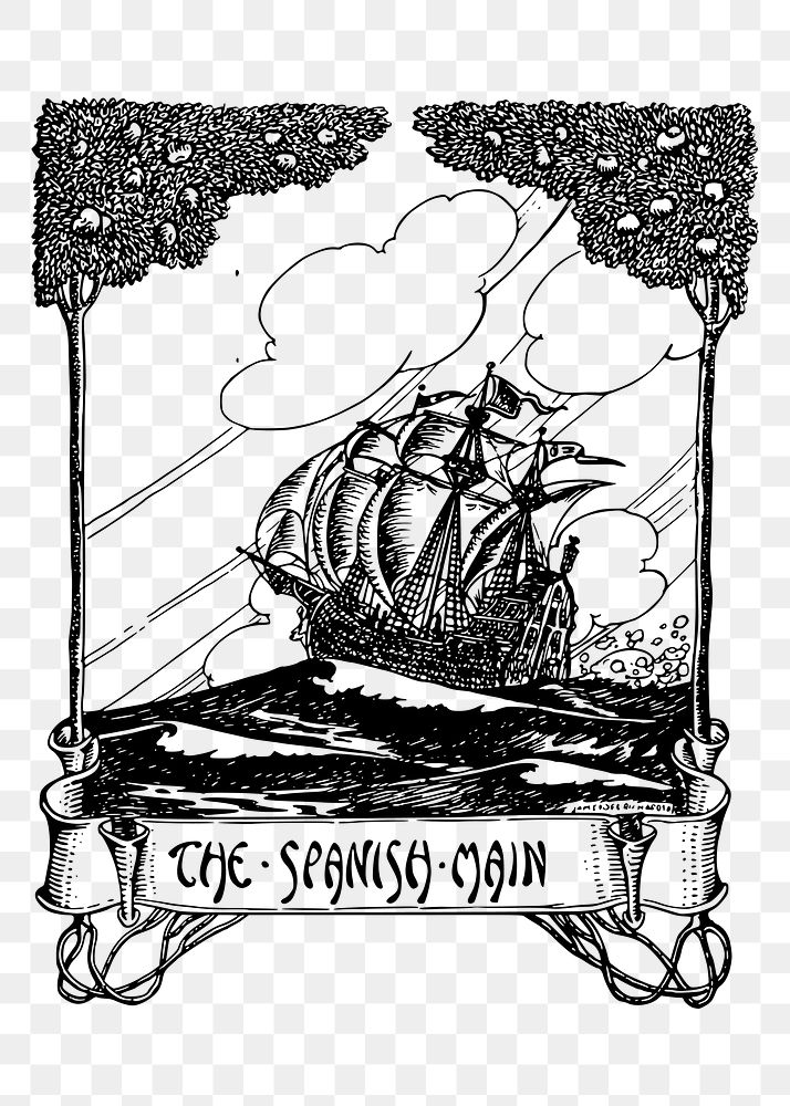 Vintage ship png  illustration, transparent background. Free public domain CC0 image.