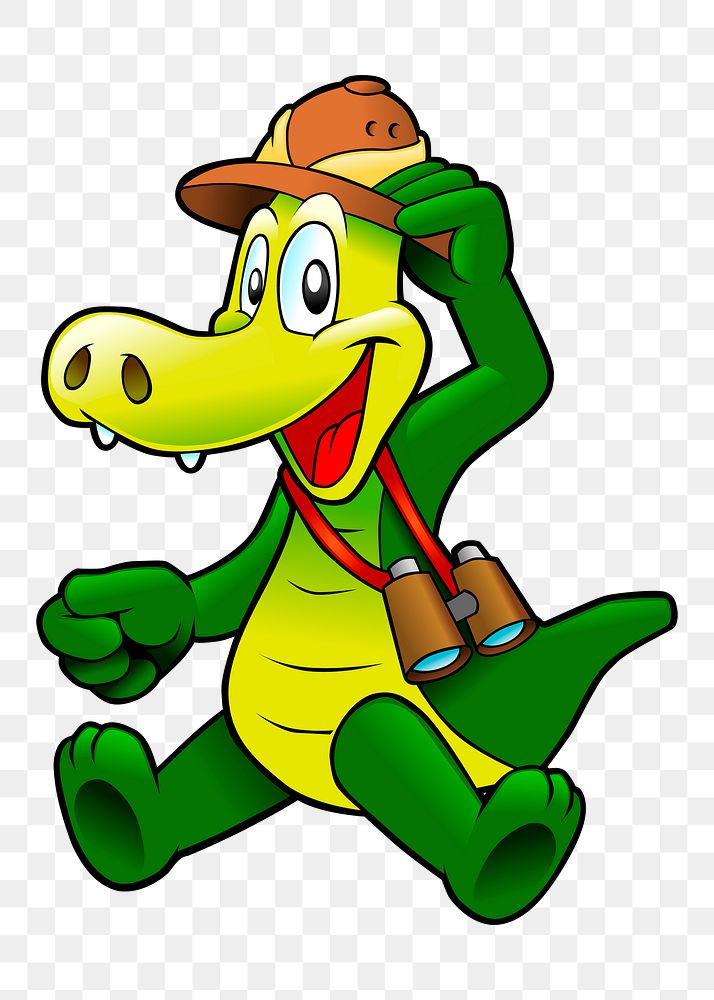 Crocodile alligator traveller cartoon png sticker, transparent background. Free public domain CC0 image.