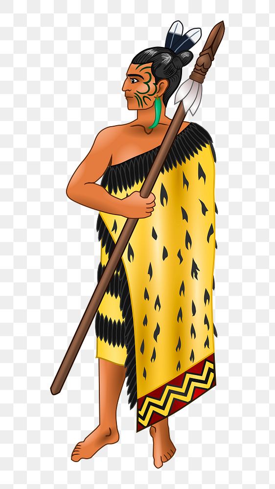 Indigenous man png illustration, transparent background. 