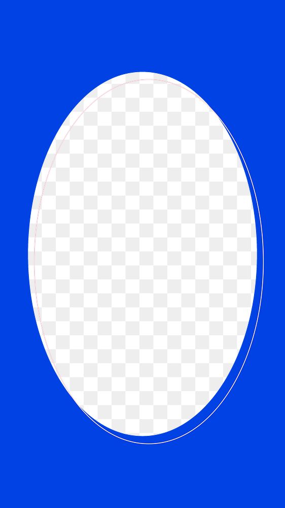 Oval geometric png frame, blue design, transparent background