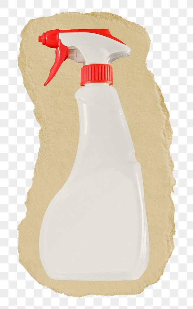 Cleaning spray png sticker, ripped paper on transparent background 