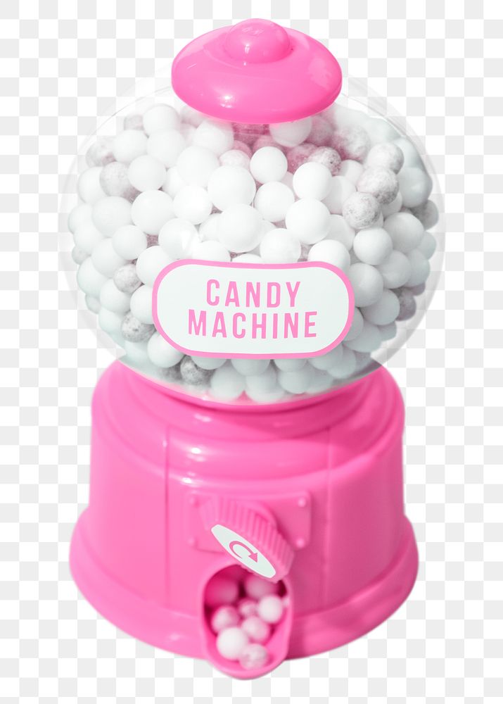 Png pink candy machine sticker, transparent background