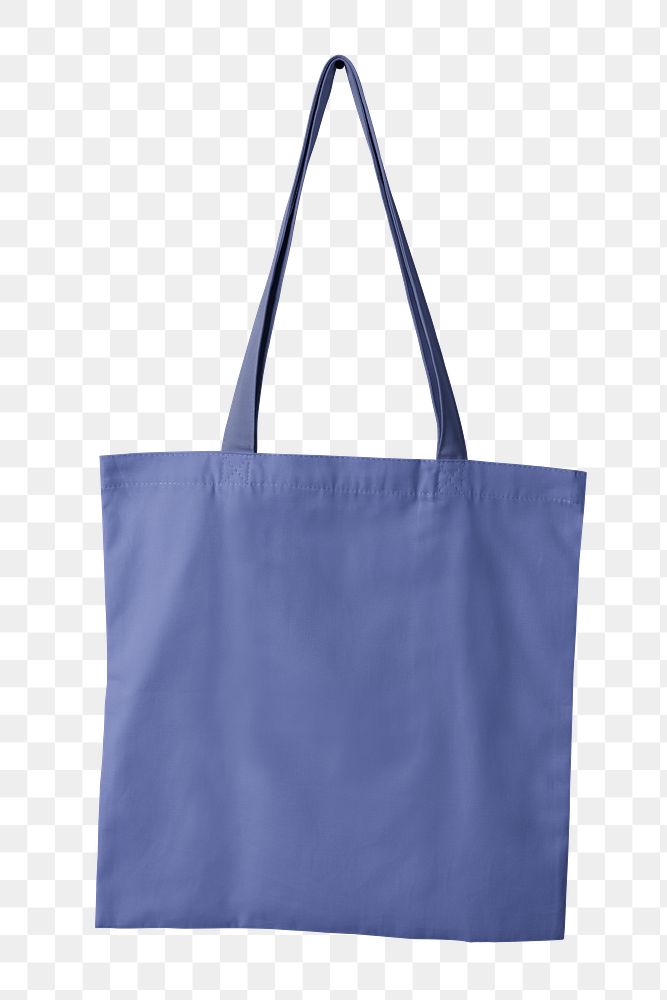 PNG blue tote bag mockup sticker, transparent background