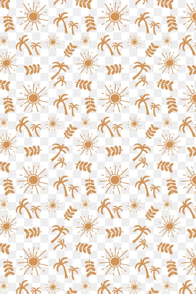 Brown tropical png pattern, transparent background, Summer aesthetic