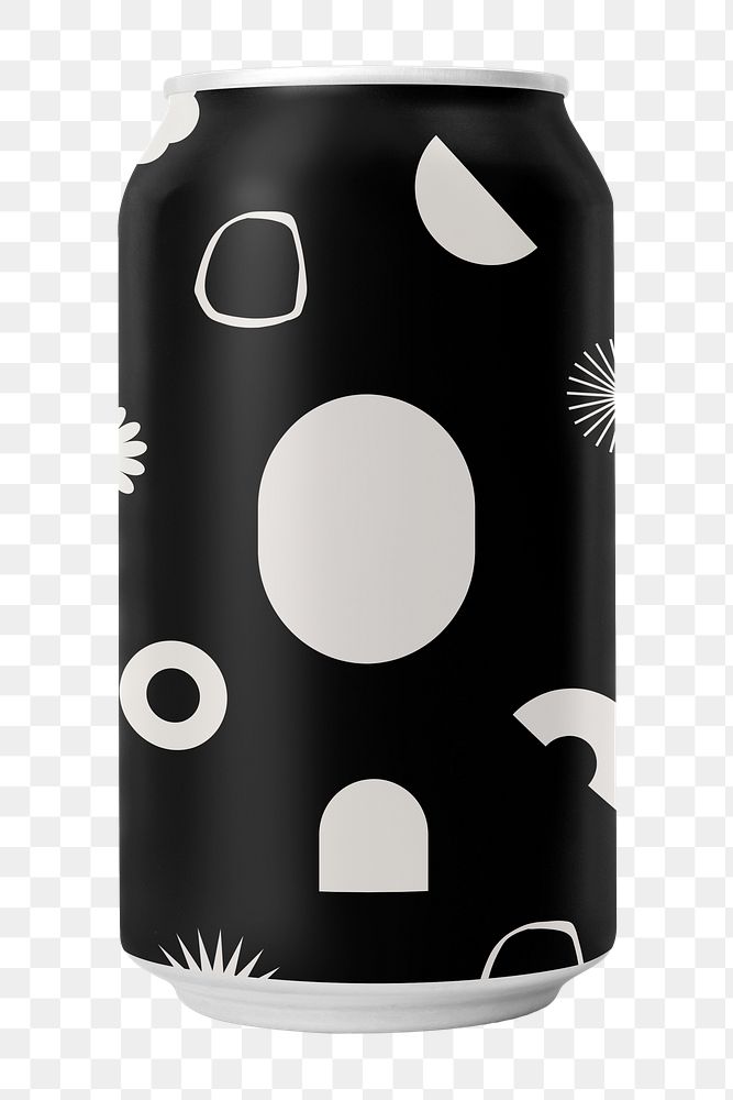 Png black soda can sticker, transparent background