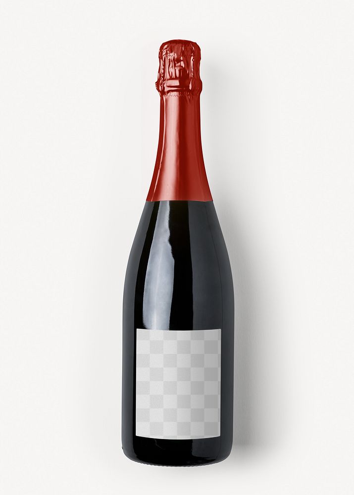 Prosecco bottle png label mockup, transparent design