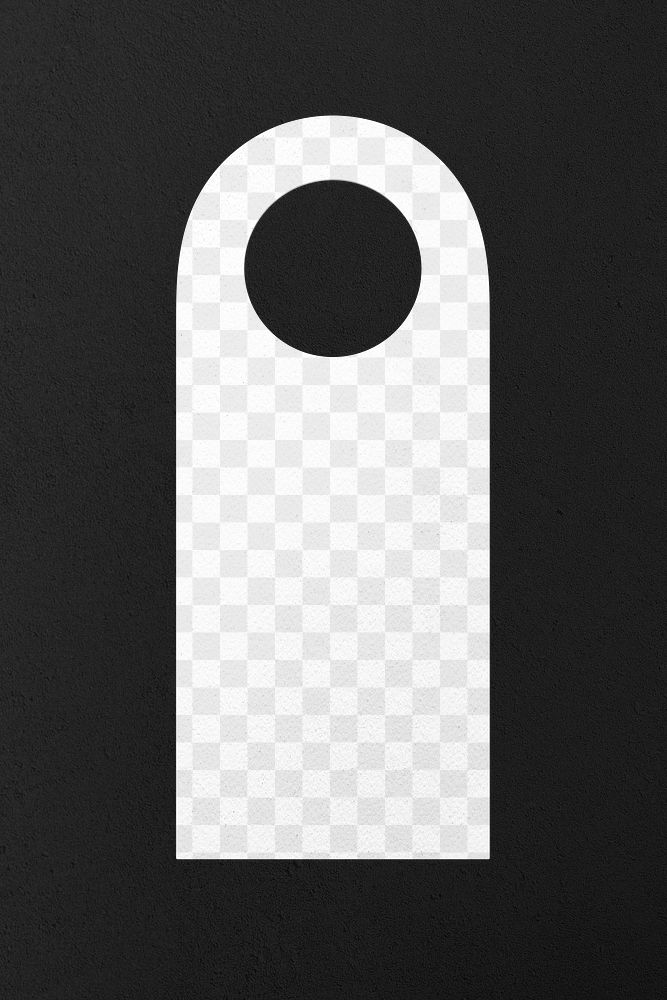 Door hanger png mockup, black transparent design