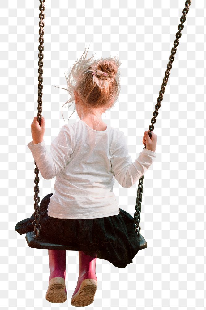 Kid on swing png sticker, transparent background