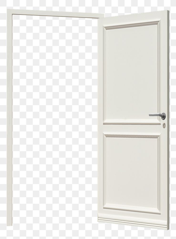 Open door png sticker, white design, transparent background