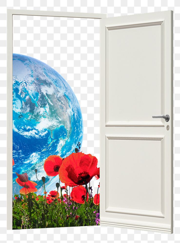 Door to earth png collage art remixed media, transparent background