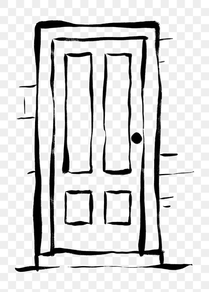 House door png clipart, drawing illustration, transparent background