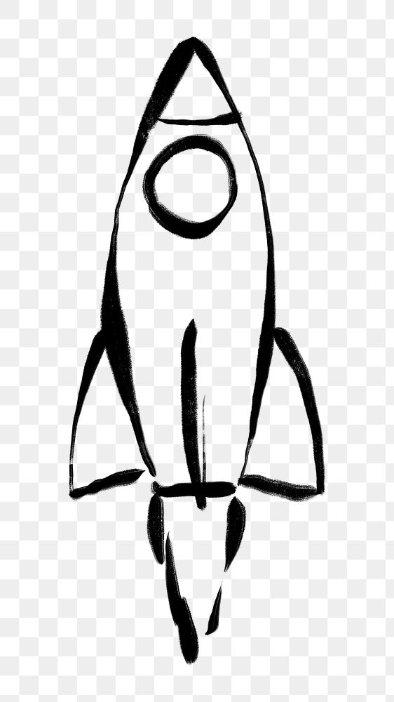 Rocket doodle png clipart, drawing illustration, transparent background