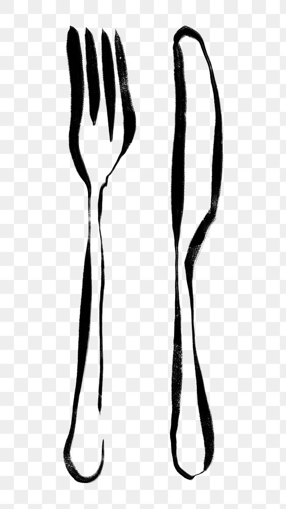 Cutlery doodle png clipart, drawing illustration, transparent background