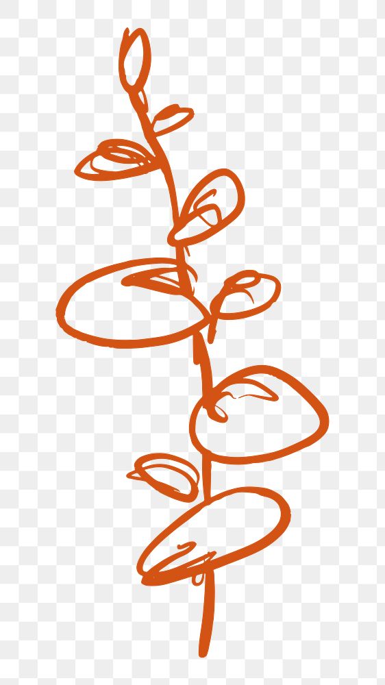 Abstract leaf png sticker, botanical line art transparent background 