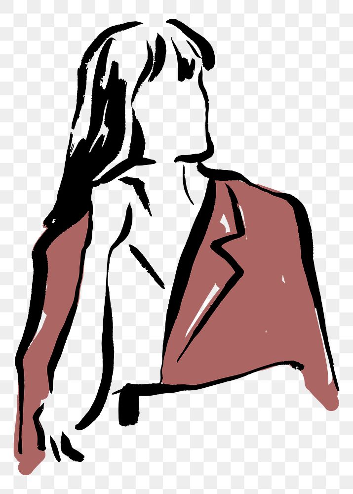 Women's fashion png sticker, drawing illustration, transparent background