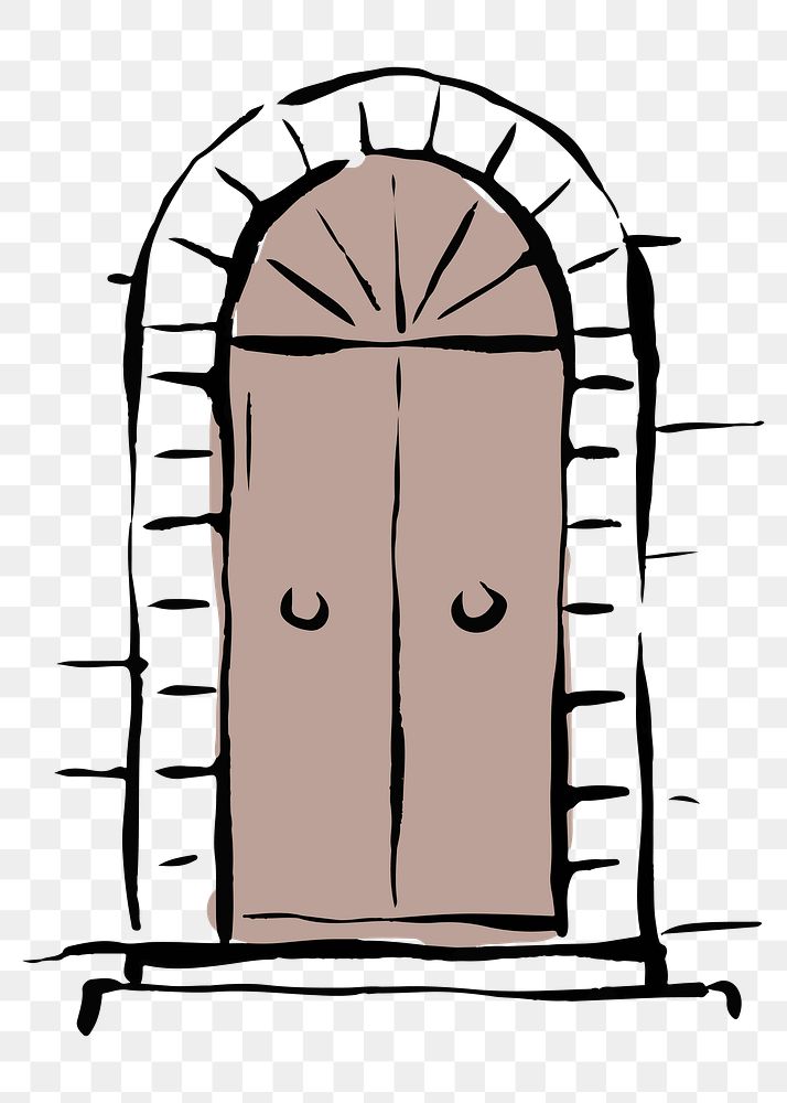 Arched door png clipart, drawing illustration, transparent background