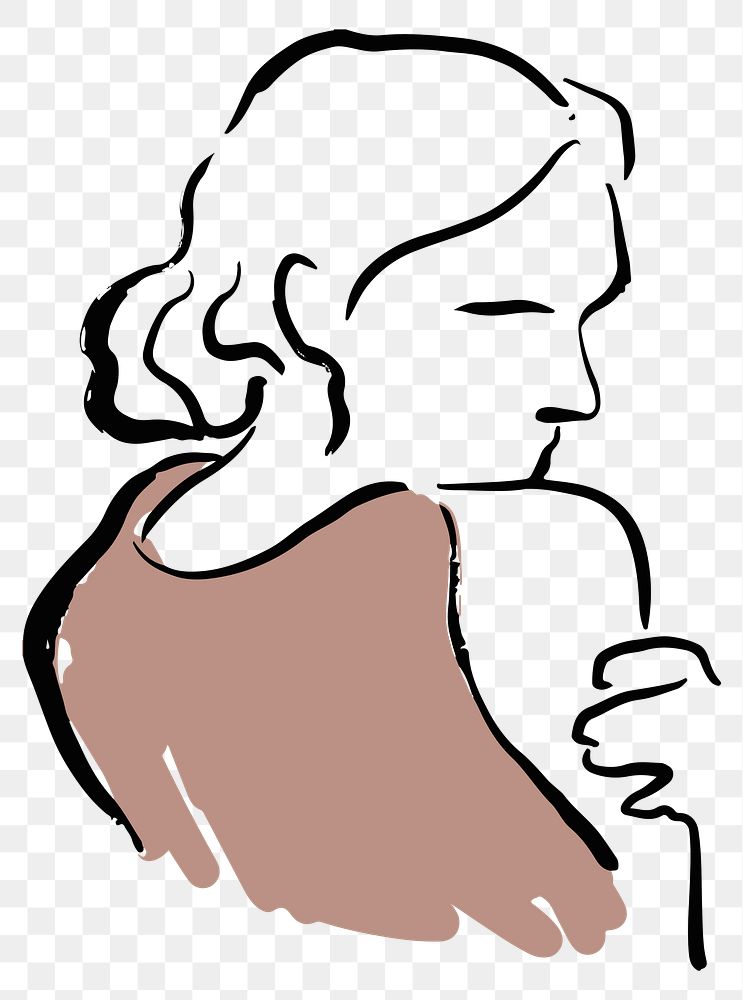 Aesthetic woman png sticker, drawing illustration, transparent background