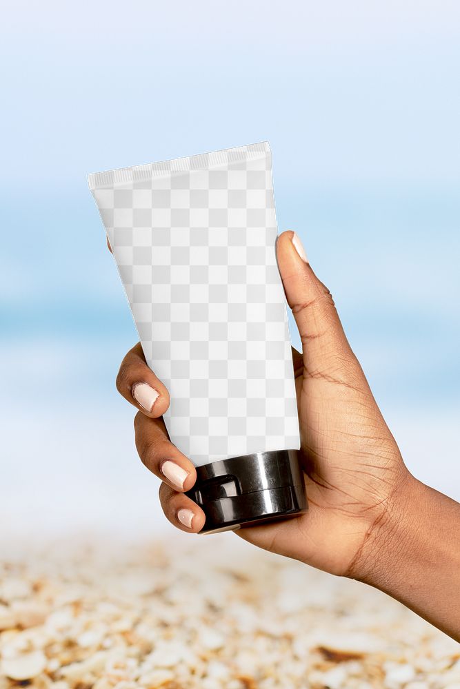 Sunscreen tube png mockup, transparent design