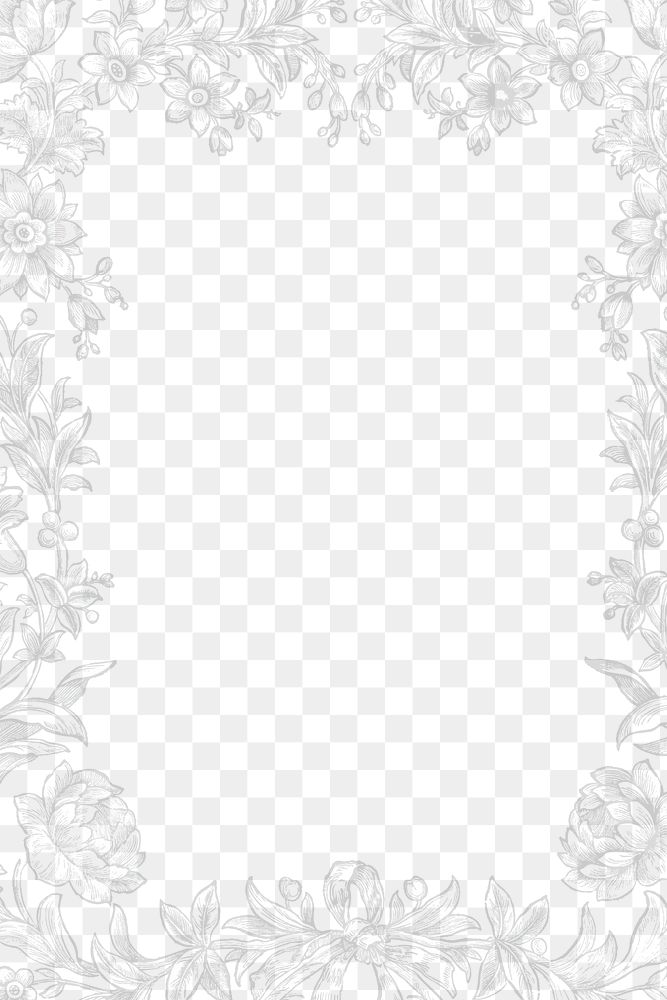 Aesthetic floral png frame, transparent background