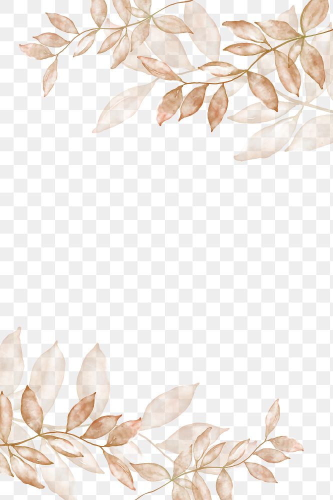 Brown leaf png border, watercolor design, transparent background