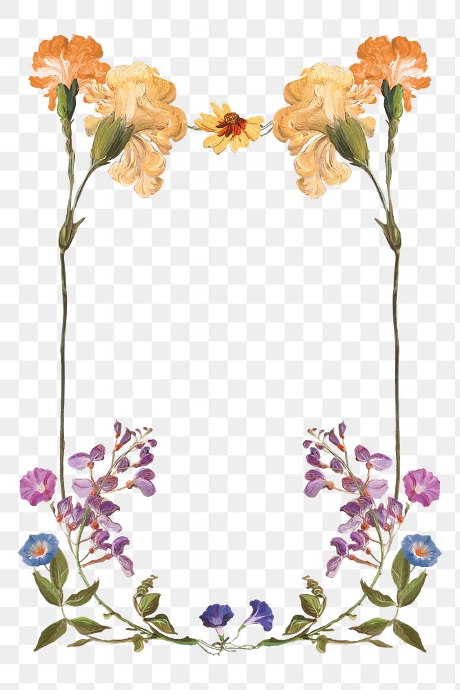 Aesthetic floral png frame, transparent background