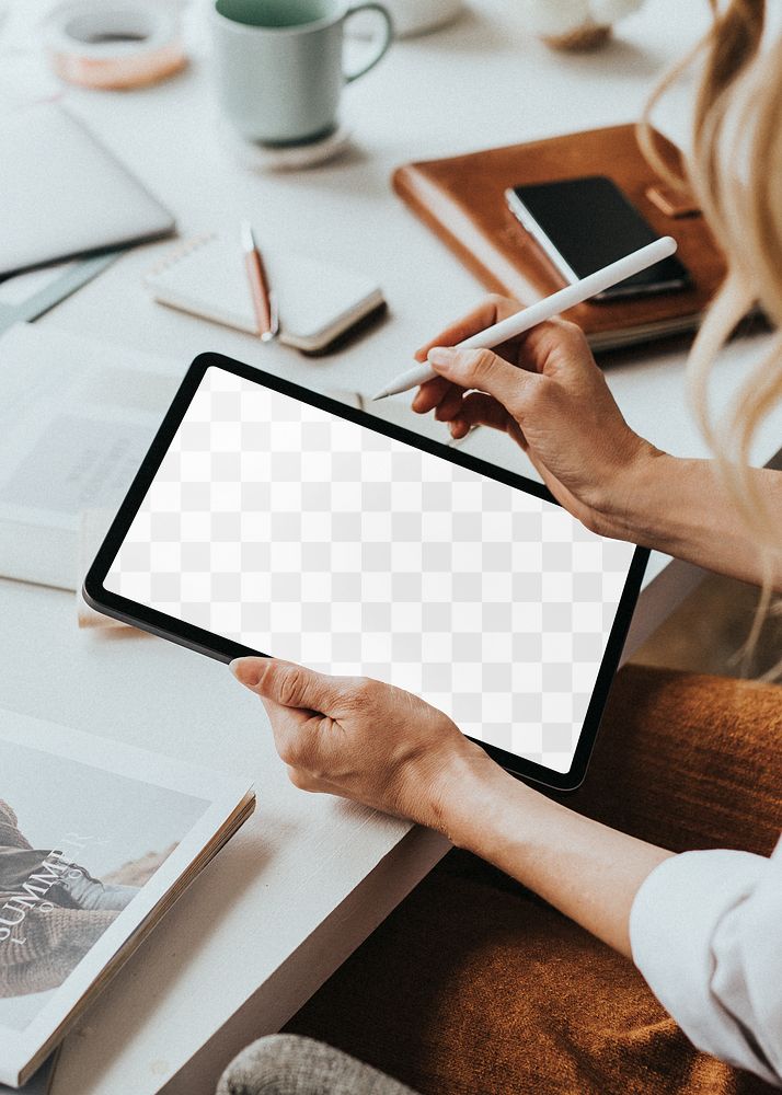 Tablet screen png mockup, transparent design