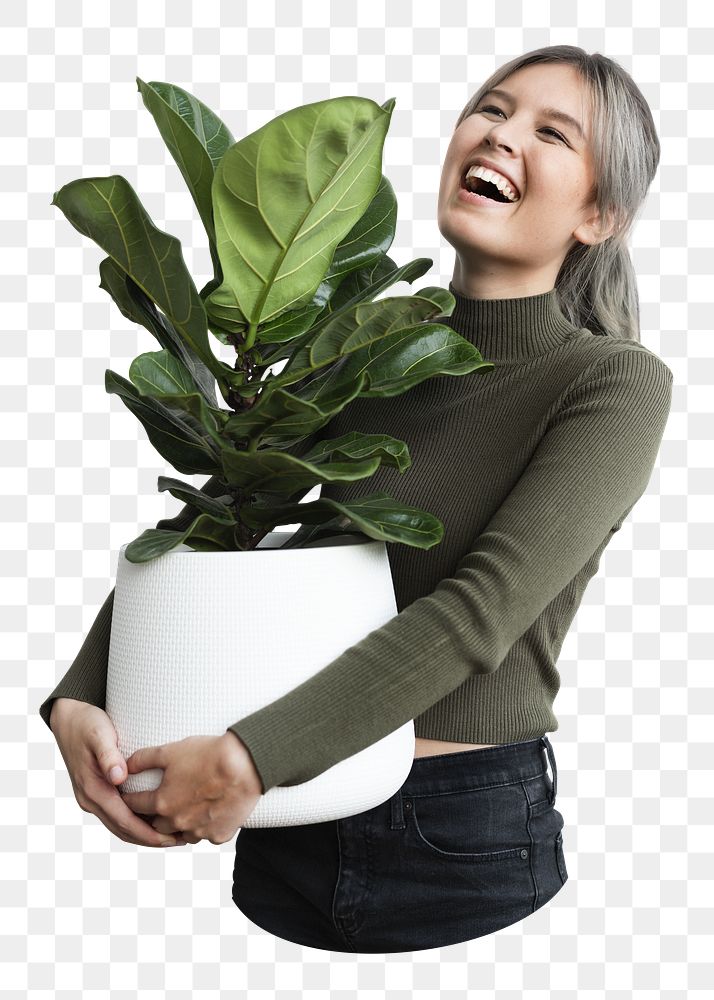 Plant lady png sticker, transparent background